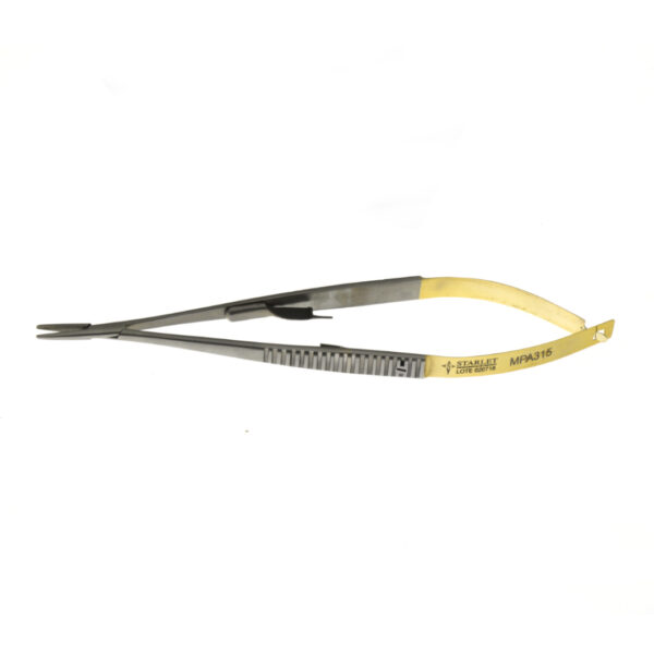 MICRO PORTA AGULHA CASTROVIEJO RETO 14CM SEM TRAVA PONTA CURVA